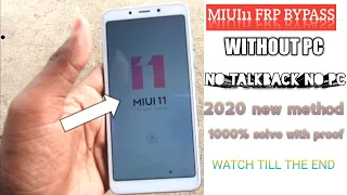 MI Redmi 6a FRP bypass MIUI 11 without pC No talk back no pc without any tool