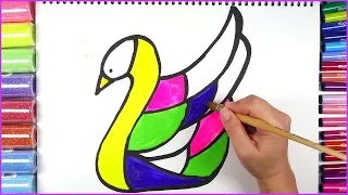 Glitter Swan coloring and drawing Learn Colors for Kids ⎮ How To Draw A Swan ⎮ KIDKIDS TV #kids