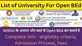 List of University For Open BEd, Other than IGNOU | IGNOU के अलावा और कहां से Open BEd कर सकते है |