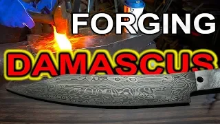 Forging Damascus Knife at Red Troll Forge