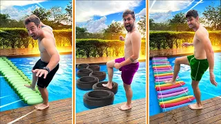 QUEM ATRAVESSAR A PISCINA COM ITENS DA CASA GANHA!!