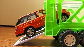 Video about Toy Cars being transported by Trucks and Haulers (for kids)