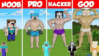 GYM STATUE BASE BUILD CHALLENGE - Minecraft Battle: NOOB vs PRO vs HACKER vs GOD / Animation