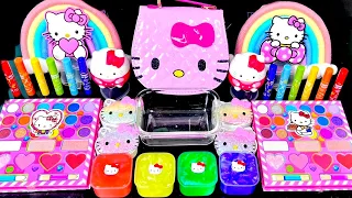 [ASMR]Mixing "Hello Kitty" Eyeshadow, Glitters Into Clear Slime satisfying 헬로키티 (443)