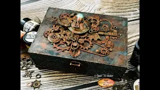 Step by Step tutorial how to alter a  Mixed Media Steampunk Box