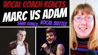 Vocal Coach Reacts to Marc Martel Vs Adam Lambert (Same Songs) VOCAL BATTLE