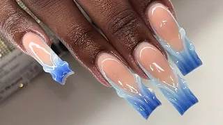 Acrylic Fill In | 3D Airbrush French Nail Design | Beginner Friendly Nail Design