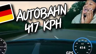 AMERICAN REACTS TO to Driving on the Autobahn Bugatti Chiron - 417 KPH (GPS)