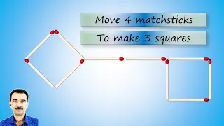 Move 4 matchsticks to make 3 squares