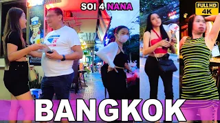 Bangkok Evening Scenes  Soi 4 Nana From Sukhumvit Road - Thailand July 2023