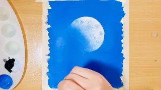 Easy Moon Painting for beginners || Acrylic Painting tutorial || Step by step moon painting