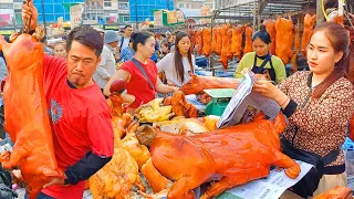 Popular Roast Pig, Duck, Chicken, & More at Orussey Market - Cambodia Chinese New Year 2024