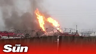 Huge blaze breaks out at Russian fuel depot after blast near Donetsk