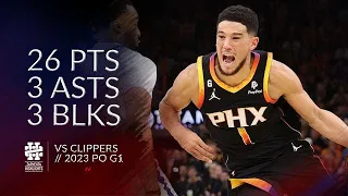 Devin Booker 26 pts 3 asts 3 blks vs Clippers 2023 PO G1