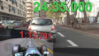 Formula 1 lap in Monaco with traffic