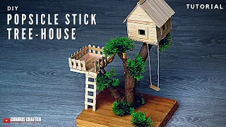 DIY Popsicle Stick Tree-House Tutorial