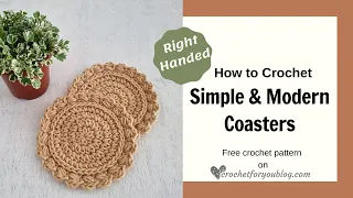 Simple & Modern Style Crochet Coasters Free Pattern + Tutorial