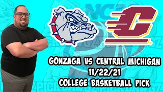 Gonzaga vs Central Michigan 11/22/21 College Basketball Free Pick, Free College Basketball Betting