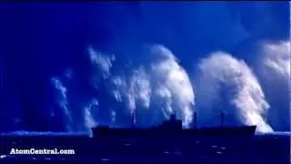Huge atomic bomb explosion under the sea.