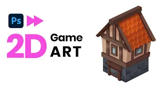Game art design process. Speed painting the isometric house in Photoshop