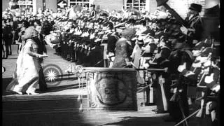 Queen Juliana delivers a speech during the official opening of the parliament in ...HD Stock Footage