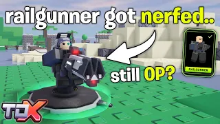 The Railgunner got NERFED.. is it still OP..? | Roblox Tower Defense X