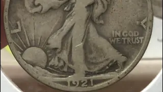 (7) 1921 Walking Liberty Silver Half Dollars Shipped to your door!