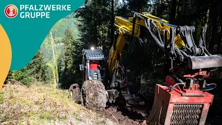 Erdverkabelung am Steilhang mit dem Schreitbagger