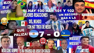 MEJORES REACCIONES DEL MUNDO AL ARGENTINA VS CURAZAO (7-0) CON HAT TRICK DE MESSI MÁS DE 100 GOLES!!