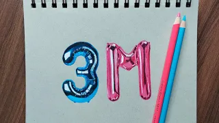 3M 😍 foil balloon drawing : tutorial #shorts