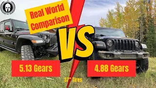 Real World Comparison Jeep Gladiator 5.13 vs 4.88 Gears