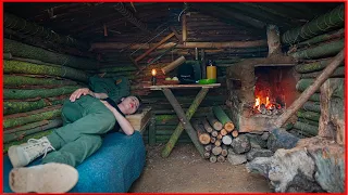 15 Days Build Bushcraft Camp Alone, Complete Shelter With Fully Furnished, Catch And Cook | P2