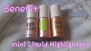 Benefit: High Beam,Shy Beam &Sun Beam Highlighters (Mini version) Swatches