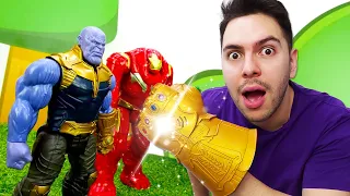 ¡Iron Man, Capitán América y Spiderman se pelan con Thanos! Taller de reparaciones. Juegos de coches