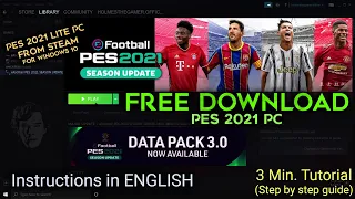 How to Install eFootball PES 2021 in PC for free - Full English Tutorial - Windows 10 Football Game