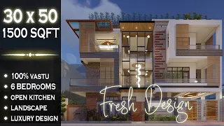 30X50 Feet | 1500 sqft | West Facing Corner House Design with Vastu | 165 Gaj | 9X15 Mtr. | ID-097