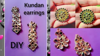 how to make kundan earrings||simple kundan earrings||easy kundan earrings #dreamycrafter