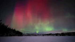 Ghost Lake Alberta aurora storm February 26 2023