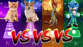 CAT VS DOG VS FOX VS SONIC | Tiles Hop Music