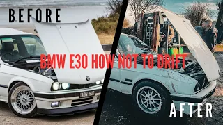 SCRAPPED!! HOW NOT TO DRIFT!!! Driver Gets Away Unharmed! BMW E30 325i Total Loss!!  | IMSTOKZE 🇬🇧