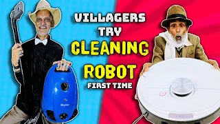 Villagers Amazed To Try Cleaning Robot For First Time ! Tribal People Try Vacuum Cleaning Robot