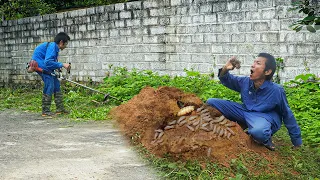 Disabled single father: Helping the villagers clean up, what will he do with this termite nest?