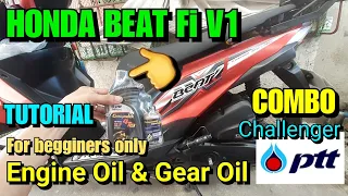 HONDA BEAT Fi V1 CHANGE OIL PTT ENGINE OIL AND GEAR OIL. SMOOTH PALA TO GAMITIN.