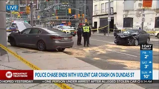 Teen arrested after police chase ends in crash near Yonge and Dundas