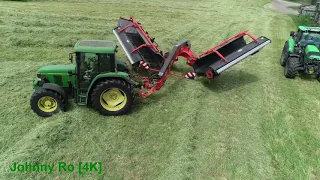 Heuernte mit Bandschwader bei Alge Agrar, Kuhn Merge Maxx 950, 1. Schnitt 2021, JohnDeere Fendt [4K]