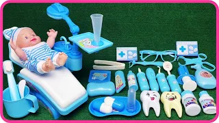 9 Minutes Satisfying with Unboxing Mini Blue Dentist Clinic Toys ASMR (No Music)