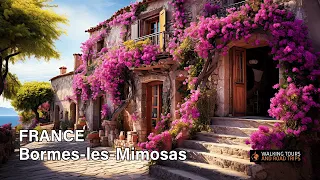 Bormes les Mimosas France 🇫🇷 French Village Walk 🌞 Flowered Beautiful Villages 🌸 4k video tour