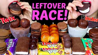 ASMR LEFTOVER DESSERT RACE! TWIX, DANGO, ICE CREAM, CHOCOLATE MARSHMALLOW, CHEESECAKE, MACARON 먹방