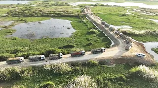 New Update Project New Road Building Technology Over Big Land More 12 Wheel Dump Truck And Bulldozer