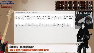 🎻 Gravity - John Mayer Bass Backing Track with chords and lyrics